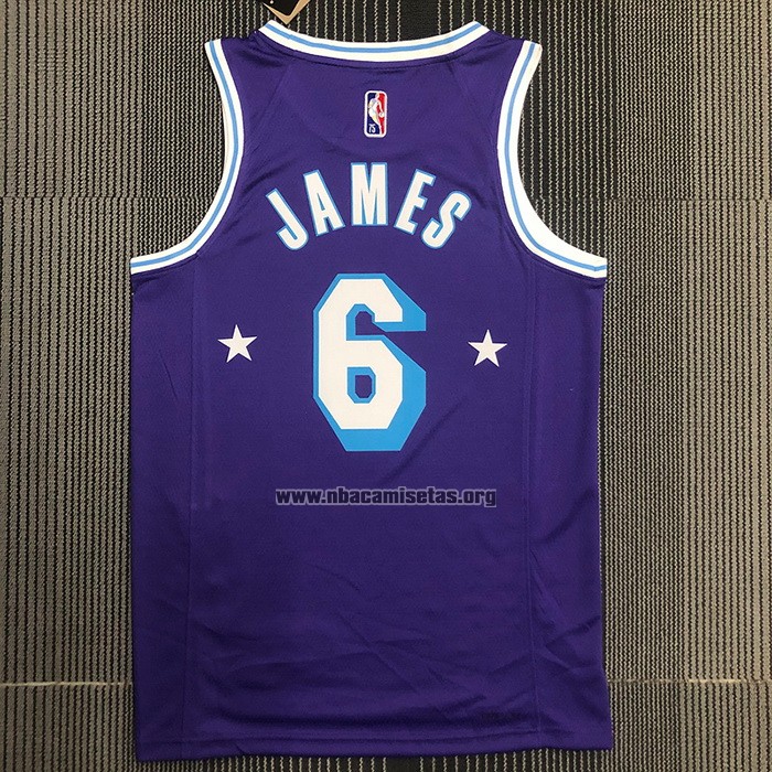 Camiseta Los Angeles Lakers LeBron James NO 6 Ciudad Edition 2021-22 Violeta